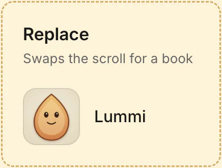 Replace, swaps the scroll for a book: Lummi.