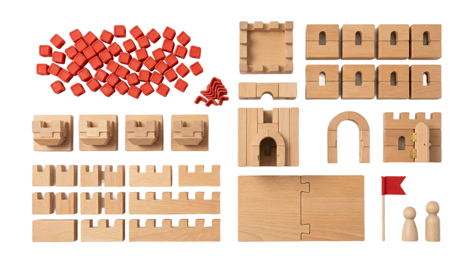 One notched beechwood block.