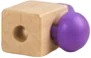 A wooden block with a purple ball.