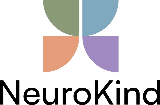 The NeuroKind logo: four quarter circles in green, blue, orange and purple above the name